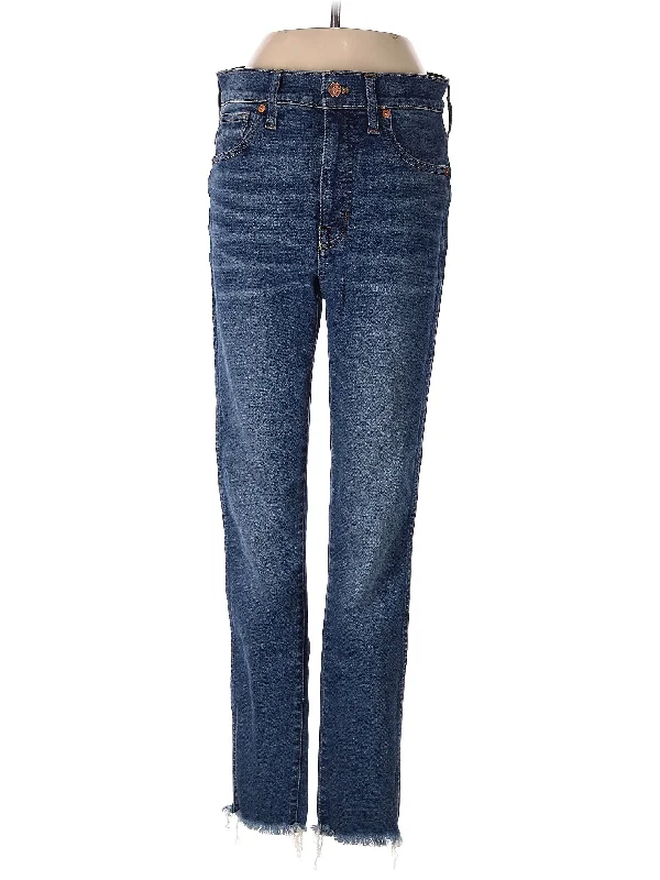 women's denim jeans for travelHigh-Rise Straight-leg Jeans in Medium Wash