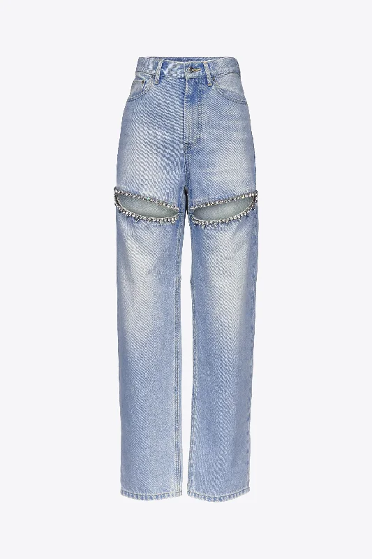 women's denim jeans for apple-shaped bodiesCrystal Slit Jean