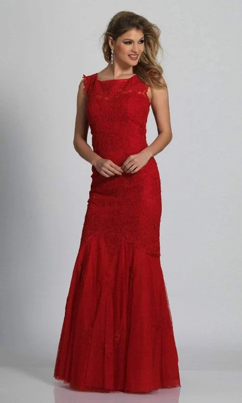 Formal Dress for Sports AwardsDave & Johnny - 1937 Lace Applique Tulle Trumpet Gown