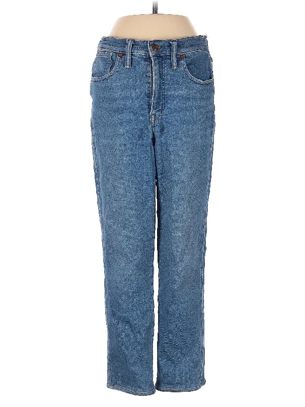 women's denim jeans for a night outMid-Rise Straight-leg Jeans in Medium Wash