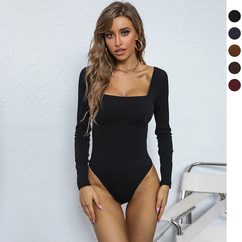 women's cropped jumpsuitsIKEARLAX cross-border 2025 trade explosion New new 2025 bottoming jumpsuit slim square collar sexy jumpsuit women