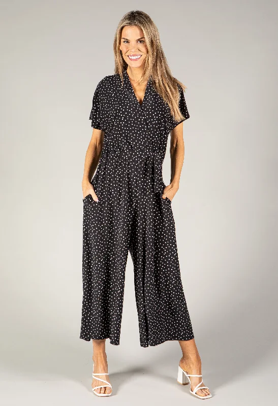 women's jumpsuits for pear-shaped bodiesPolka Dot Jumpsuit