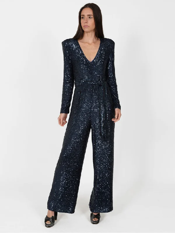 women's jumpsuits for loungingSirens New York Jumpsuit Navy Sequin