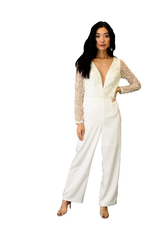 women's jumpsuits for casual gatheringsWomen's Fully Embroidered Lace Jumpsuit