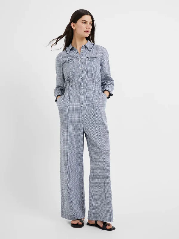 women's jumpsuits for runningGreat Plains Salerno Gingham Jumpsuit Summer Navy White