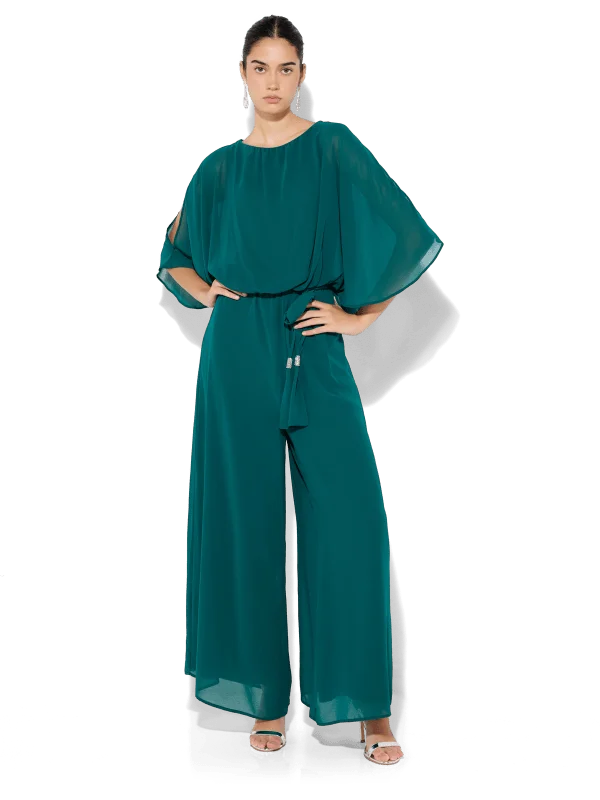 women's jumpsuits with striped patternsLucien Emerald Chiffon Jumpsuit