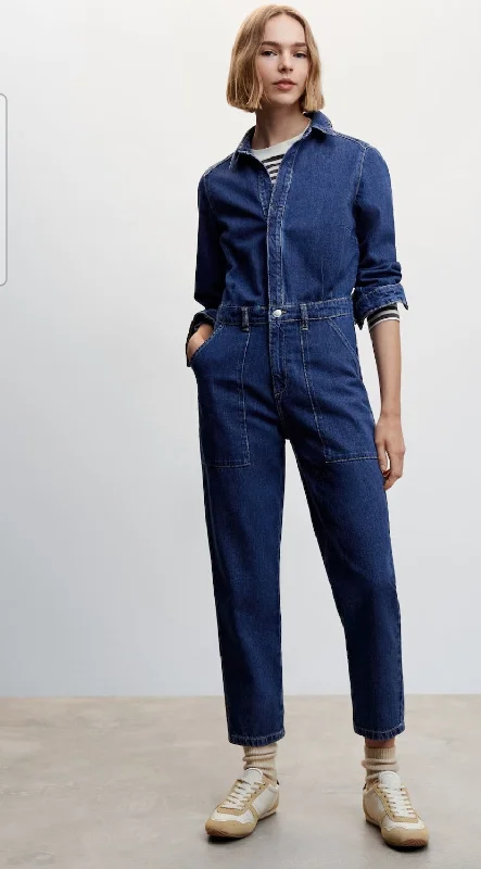 women's jumpsuits for casual gatheringsMango denim jumpsuit - Large