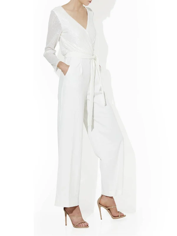 women's jumpsuits with zippersBogart Ivory Sequin Jumpsuit