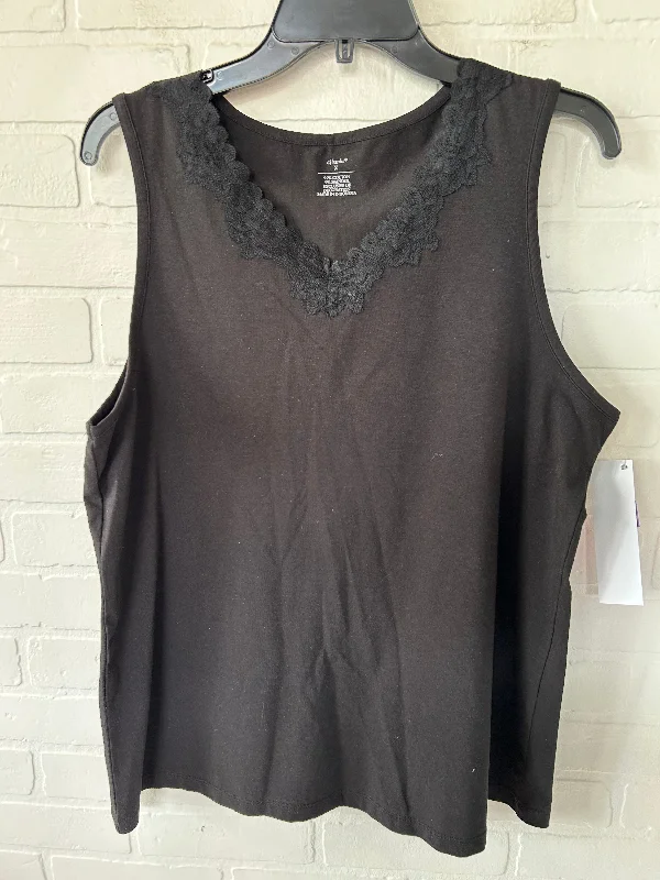 women's tops for those who want to add a touch of elegance and sophistication to their everyday wearBlack Top Sleeveless Basic Cj Banks, Size Xl