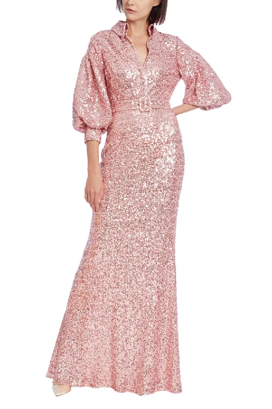 maxi dresses with cap sleevesBadgley Mischka EG3867 Long Formal Blouson Sequin Dress