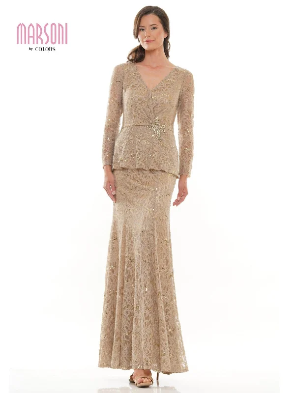 budget-friendly wedding dressesBermuda Sand 6 Marsoni Long Mother of the Bride Lace Dress 306 Sale