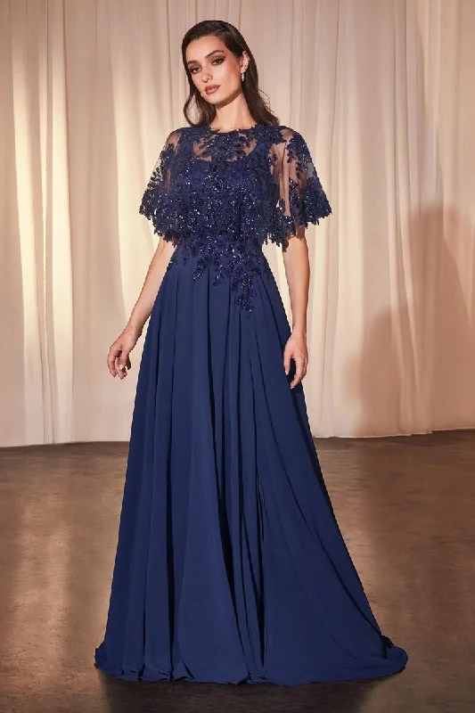 maxi dresses under $100Cinderella Divine S503 Long A Line Formal Removable Cape Dress