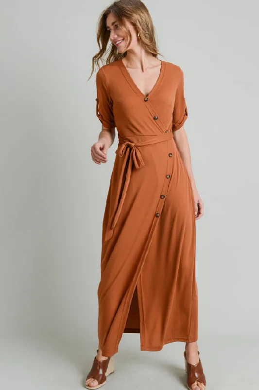 maxi dresses under $100Short Sleeve Button Long Dress