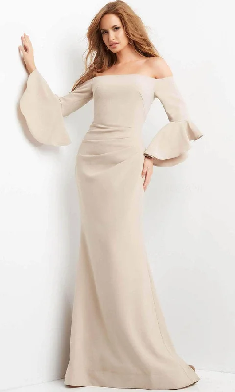 cap sleeve wedding dressesJovani 07065 Mother of the Bride Off Shoulder Bell Sleeve Dress