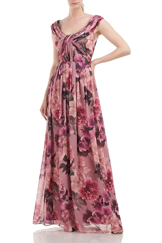 elegant maxi dressesKay Unger 5518984 Long Formal Floral Print Chiffon Dress