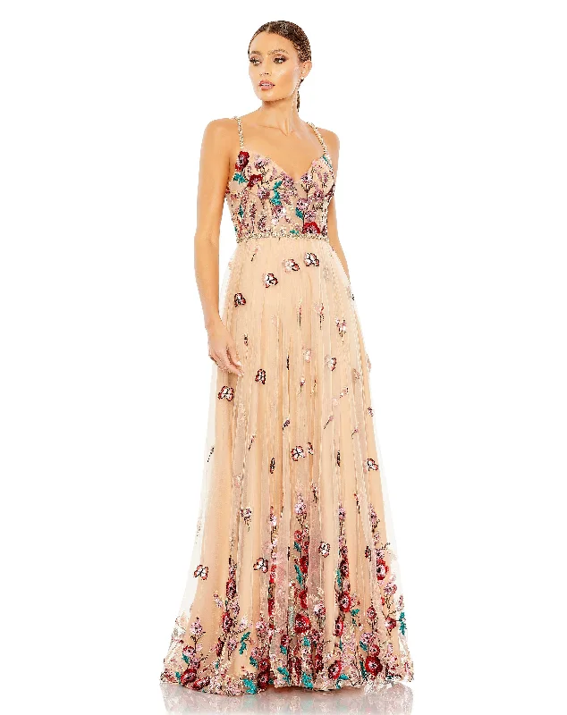 maxi dresses for date nightsMac Duggal 681101 Long Formal Printed A Line Dress