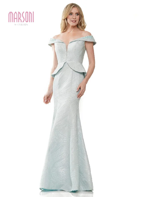 minimalist wedding dressesMarsoni MV1253 Mother of the Bride Long Beaded Off Shoulder Dress