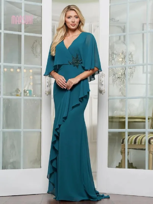 church wedding dressesMarsoni MV1339 Long Mother of the Bride Formal Cape Dress