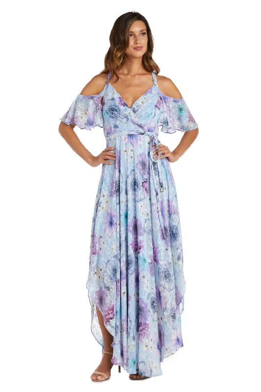 maxi dresses with rufflesNightway 22145 Long Formal High Low Floral Print Dress