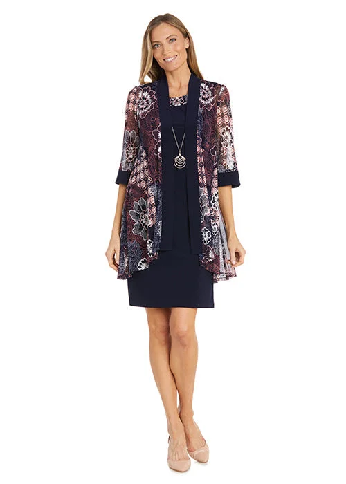 minimalist wedding dressesR&M Richards 1302 Short Mother of the Bride Printed Jacket Dress