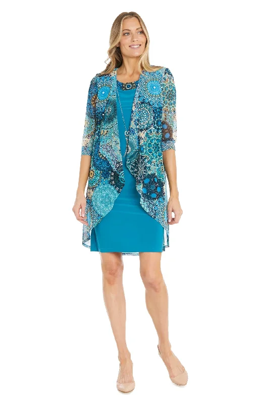 petite wedding dressesR&M Richards 1307 Short Mother of the Bride Printed Jacket Dress