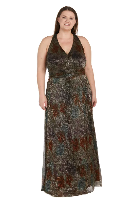 maxi dresses with sweetheart necksR&M Richards 1539W Long Formal Metallic Plus Size Dress