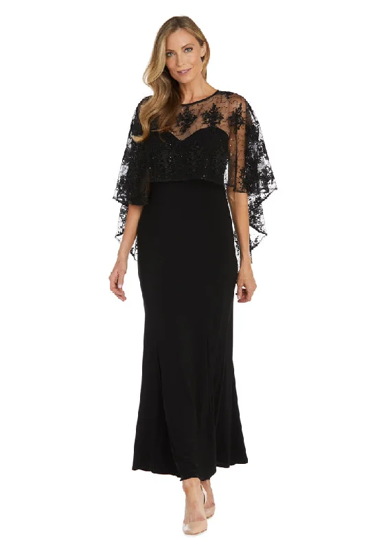 vintage-inspired wedding dressesR&M Richards 1560 Long Formal Mother of the Bride Capelet Dress