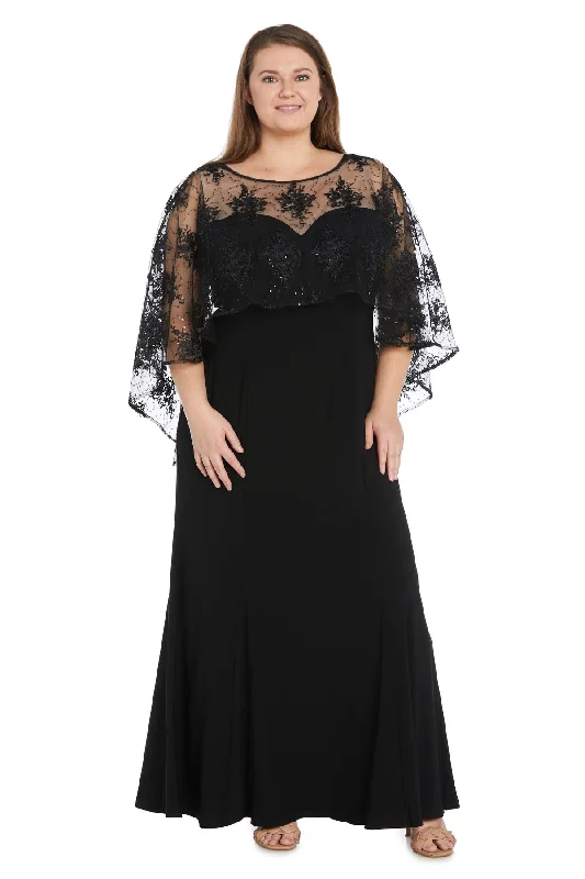 elegant maxi dressesR&M Richards 1560W Long Formal Plus Size Capelet Dress