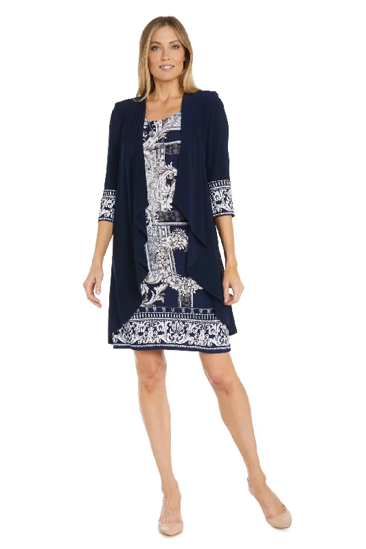 classic wedding dressesR&M Richards 1687 Mother of the Bride Short Printed Jacket Dress