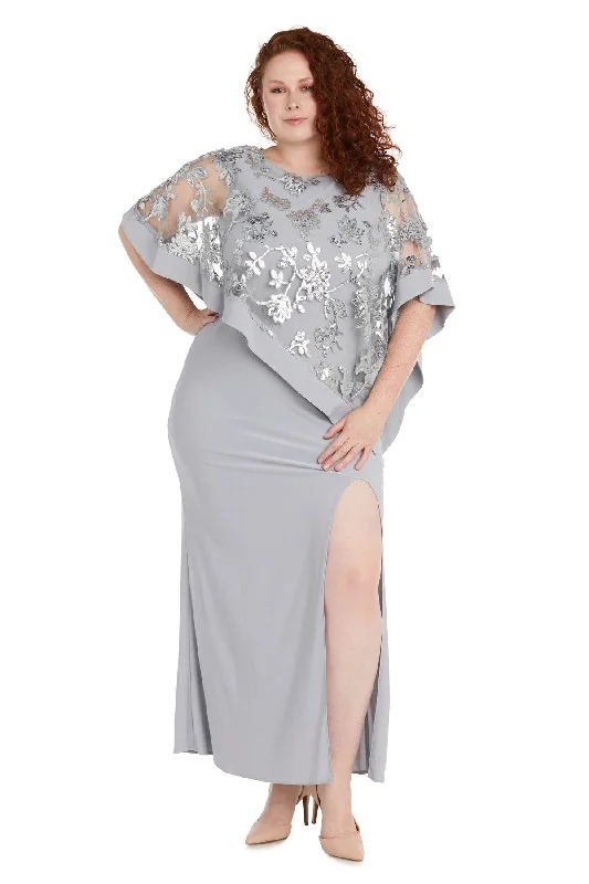 maxi dresses with built-in brasR&M Richards 2551W Plus Size Long Formal Poncho Dress