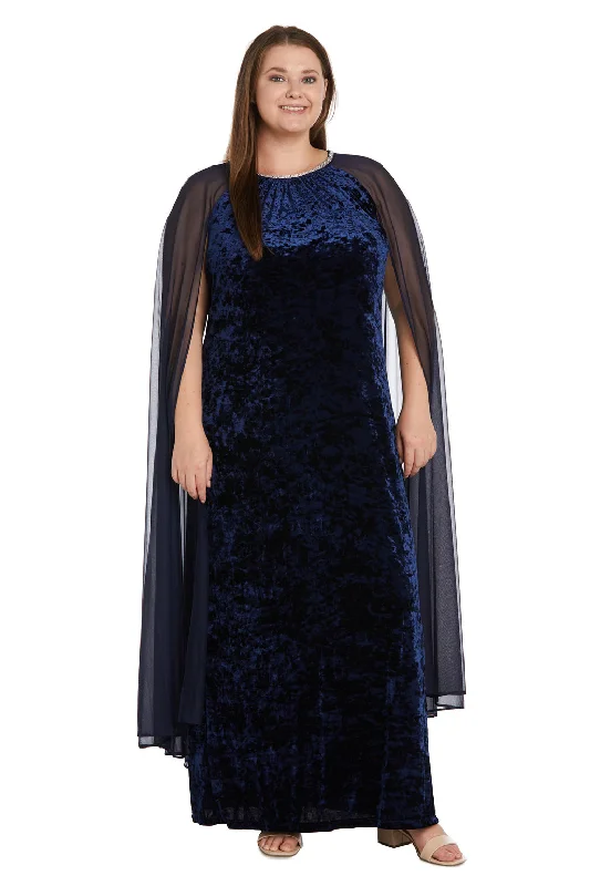 maxi dresses with A-line silhouettesR&M Richards 2658W Long Formal Plus Size Cape Dress