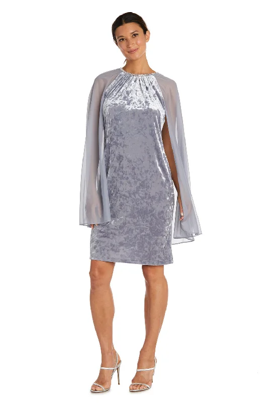 pre-owned wedding dressesR&M Richards 2663 Short Cocktail Mother of the Bride Cape Dress