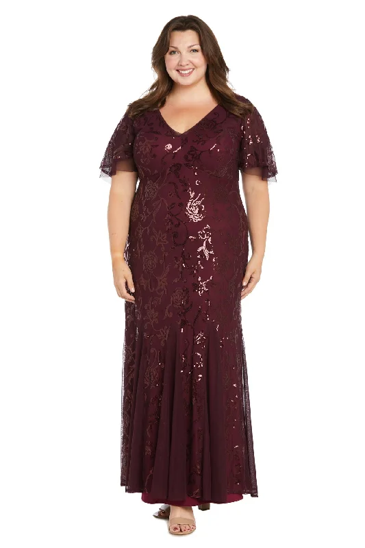 maxi dresses for petite womenR&M Richards 3215W Floral Sequin Long Formal Plus Size Dress