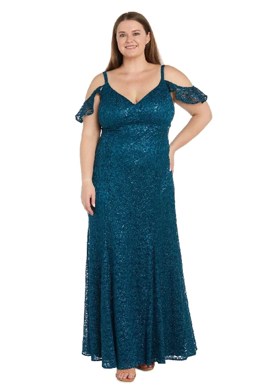 maxi dresses with keyhole backsR&M Richards 6177W Plus Size Long Formal Glitter Dress