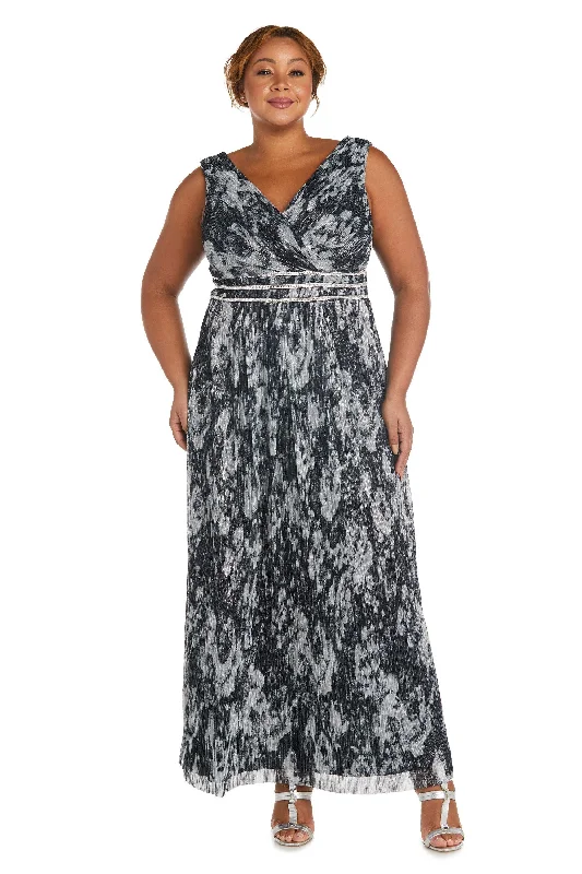 maxi dresses with removable beltsR&M Richards 7178W Long Plus Size Metallic Dress Sale