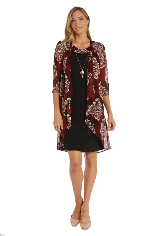 unique wedding dressesR&M Richards 7607 Short Printed Jacket Mother of the Bride Dress