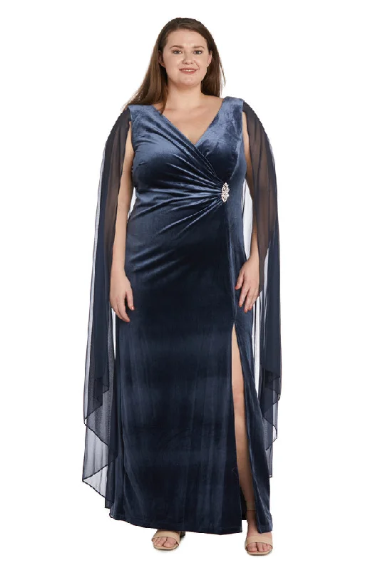 maxi dresses for autumnR&M Richards 9073W Long Plus Size Cape Wrap Dress