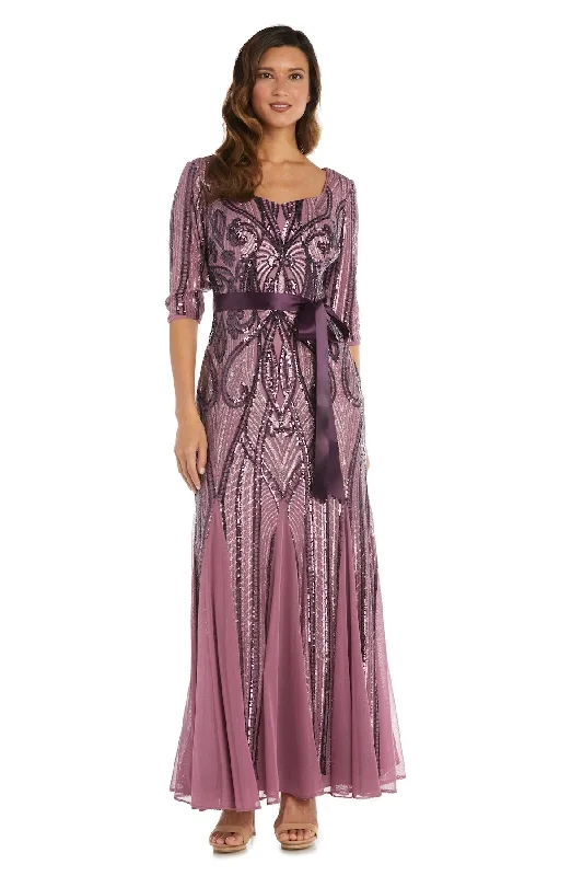 maxi dresses with high necklinesR&M Richards 9225P Long Formal Sequined Petite Dress