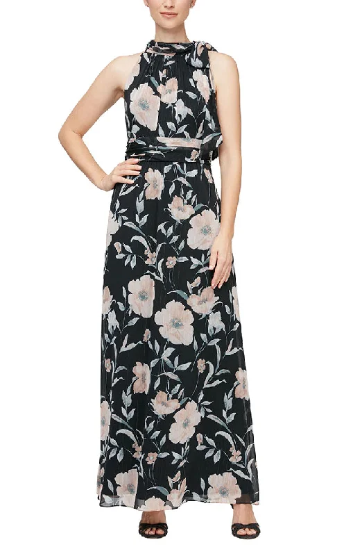 maxi dresses with lace overlaysSL Fashions 9171875 Formal Floral Long Dress