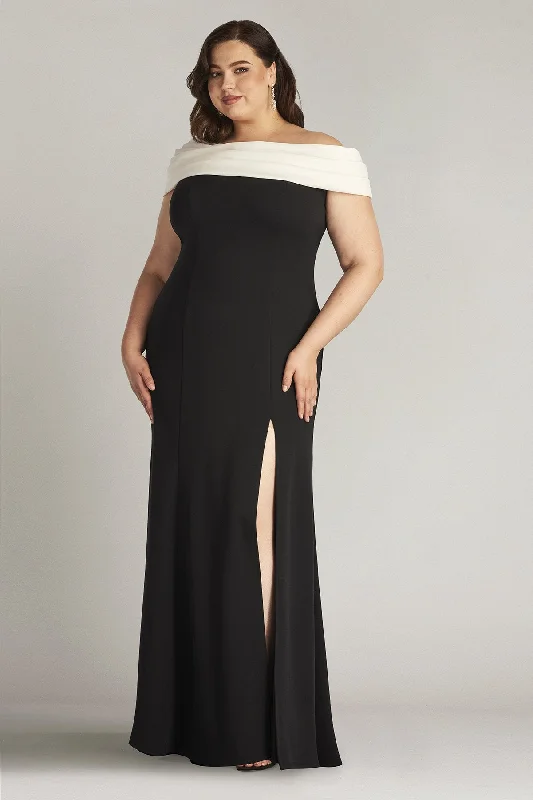 maxi dresses with front pocketsTadashi Shoji BOS24113LQ Long Fitted Formal Plus Size Slit Dress