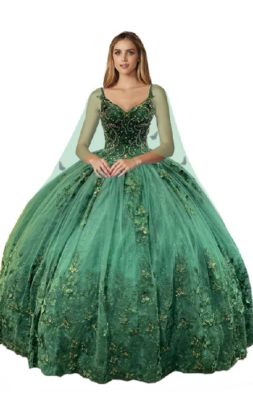 maxi dresses with cinched waistsDylan & Davids DD318  Sleeveless Long Quinceanera Dress Hunter Green