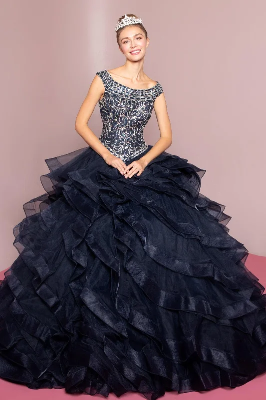 affordable maxi dressesLong Embellished Quinceanera Dress