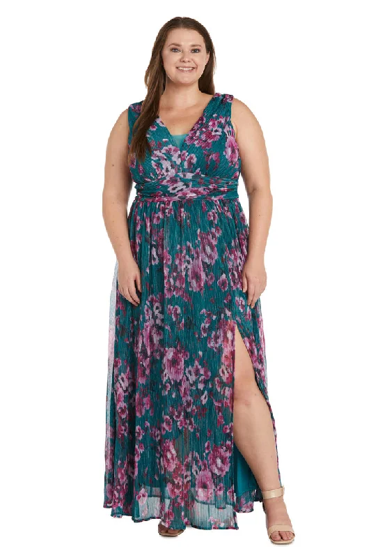 maxi dresses with high slitsNightway Long Floral Print Plus Size Dress 22042W