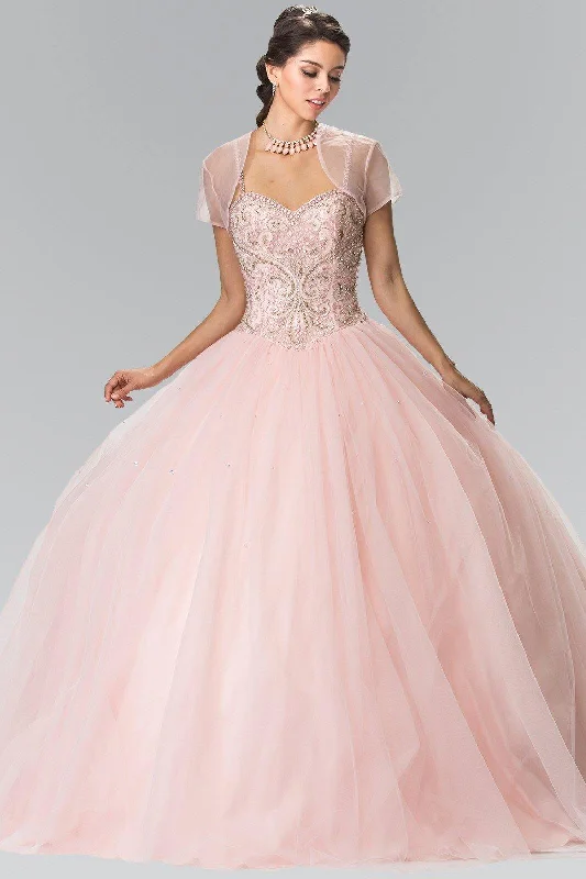 satin maxi dressesLong Beaded Strap Quinceanera Dress