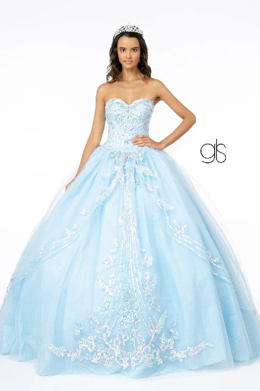 maxi dresses under $100Long Embellished Glitter Mesh Quinceanera Dress