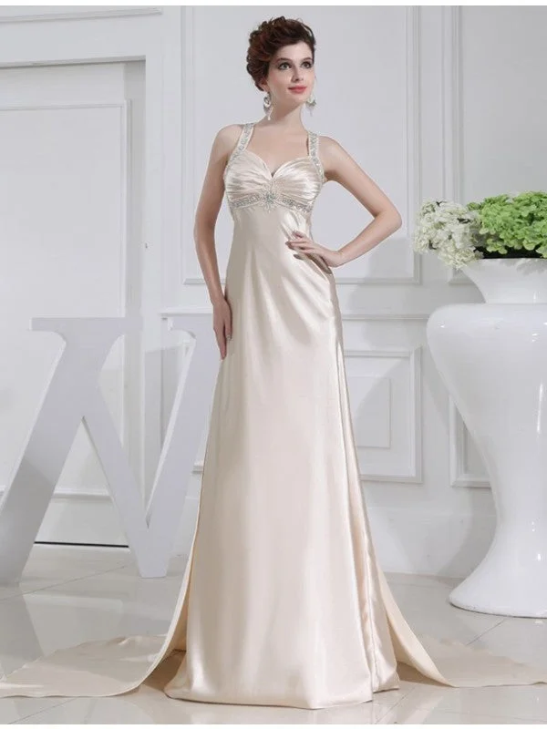 Sleeveless Dress In RayonA-Line/Princess Beading Sleeveless  Woven Satin Dresses