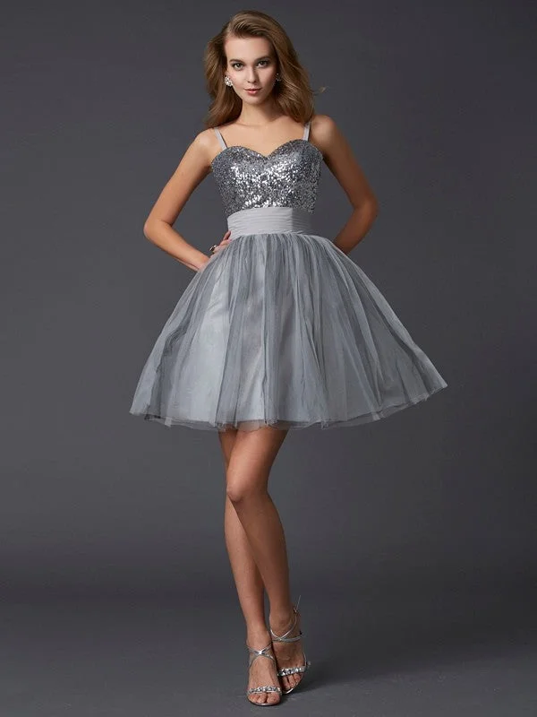 pastel party dressesA-Line/Princess Spaghetti Straps Sleeveless Short Organza Homecoming Dresses