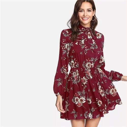 Formal Long Sleeves Bodycon DressFashionSierra - Women Long Sleeve High Waist A Line Chic Dress