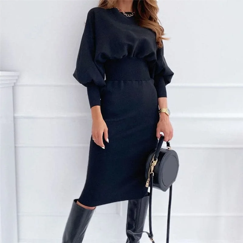 Fabulous Floral Long Sleeves DressFashion O-neck Long Sleeve Pencil Dress