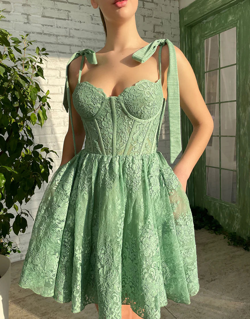 beach party dressesCute A-Line Sweetheart Green Short Homecoming Dress